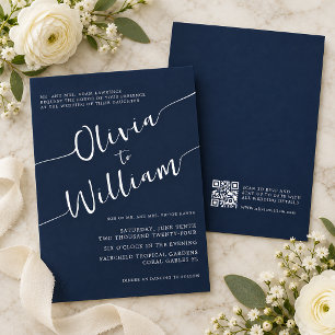 Convite de Casamento com Código QR em Script Naval