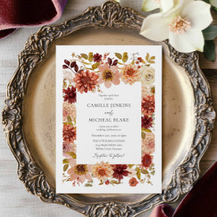 Convite de Casamento com Código QR Floral de Outon