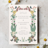 Convite de Casamento com Código QR Floral Ornament