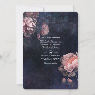 Convite de Casamento com Código QR Floral Peony Mi