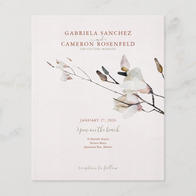 Convite de Casamento com Código QR Floral Terracot (Frente)