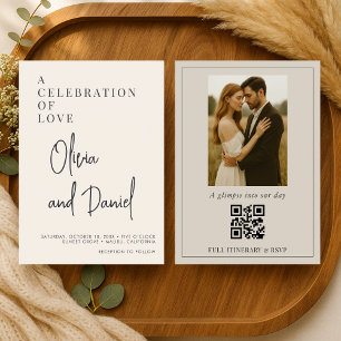 Convite de Casamento com Código QR Foto Roteiro Mi