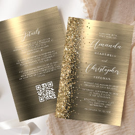 Convite de Casamento com Código QR Glam Budget Gol