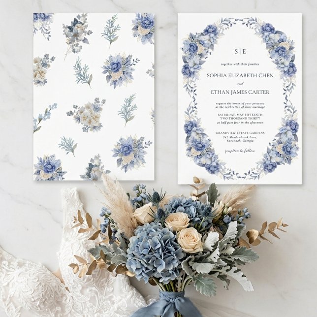 Convite de casamento com código QR monograma de ja (Criador carregado)