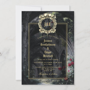 Convite de Casamento com Código QR Monograma em Ru