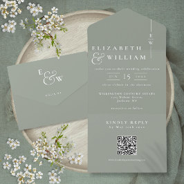 Convite de Casamento com Código QR Monograma Minim