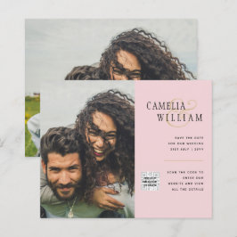 Convite de casamento com código QR para data de re