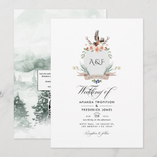 Convite de casamento com código QR para RSVP Wild