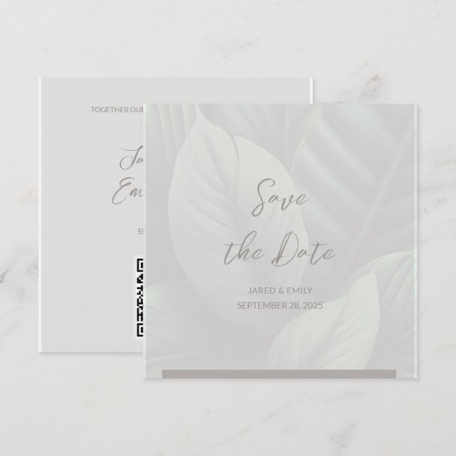 Convite de Casamento com Código QR para Salvar a D (Frente/Verso)