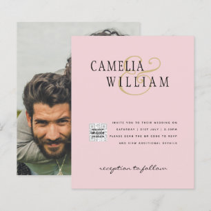 Convite de Casamento com Código QR Rosa ROSADO Sal