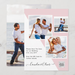 Convite de Casamento com Código QR Rosa ROSADO Sal