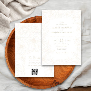 Convite de Casamento com Código QR RSVP Arco de Ja
