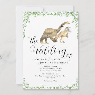 Convite de Casamento com Código QR Tema Dinossauro