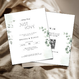 Convite de Casamento com Código QR Tendência Verde