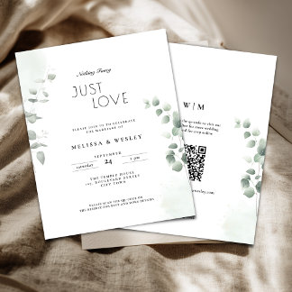 Convite de Casamento com Código QR Tendência Verde