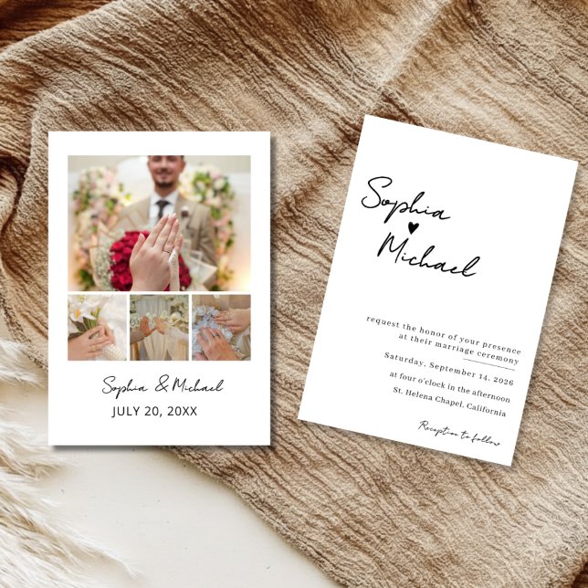 Convite de Casamento com Colagem de Fotos Minimali (Criador carregado)