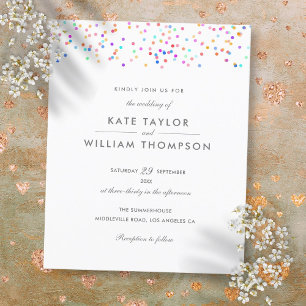 Convite de Casamento com Confetes Coloridos e Orça