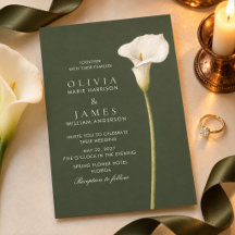 Convite de Casamento com Copo-de-Leite Verde Oliva