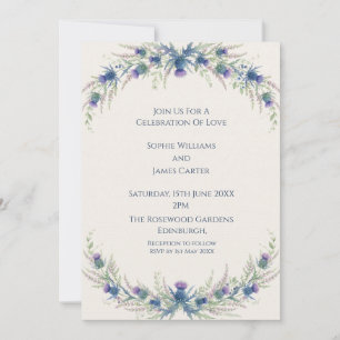 Convite de Casamento com Coroa de Cardo Azul