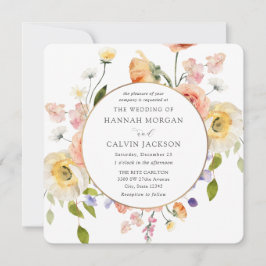 Convite de Casamento com Coroa de Jardim Romântico