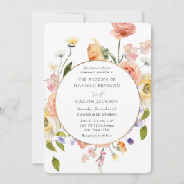 Convite de Casamento com Coroa de Jardim Romântico
