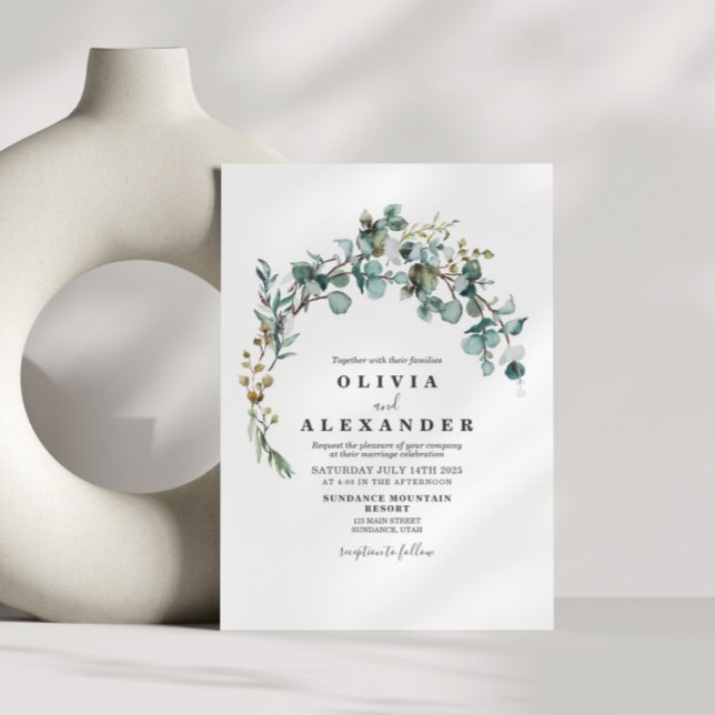 Convite de casamento com coroa de verde (Criador carregado)