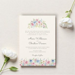 Convite de Casamento com Coroa Floral Pastel