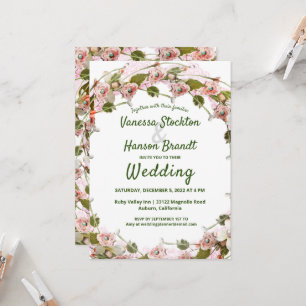 Convite de Casamento com Coroa Floral Vintage