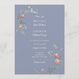 Convite de Casamento com Cravos e Azul