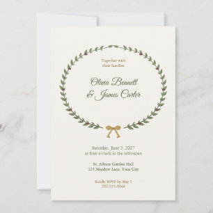 Convite de Casamento com Crista de Coroa de Louros