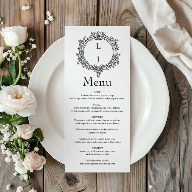 convite de casamento com crista de folhagem preto  (Criador carregado)
