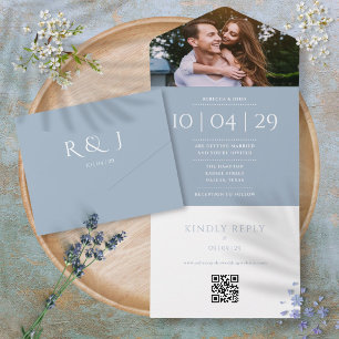 Convite de Casamento com Data de Foto com Código Q