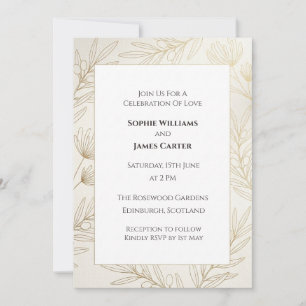 Convite de Casamento com Desenho de Linha de Cardo