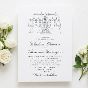 Convite de Casamento com Desenho do Local de Nova