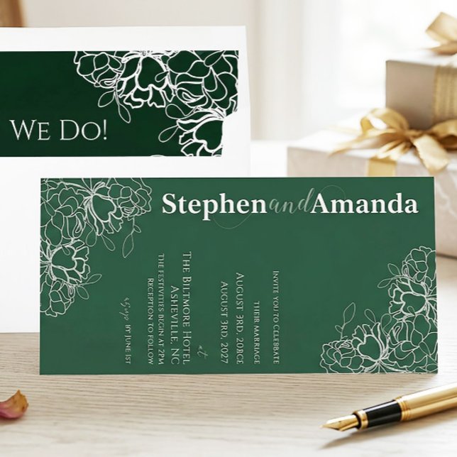 Convite de Casamento com Desenho Floral Moderno (Criador carregado)