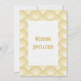 Convite de Casamento com Design Art Déco Dourado