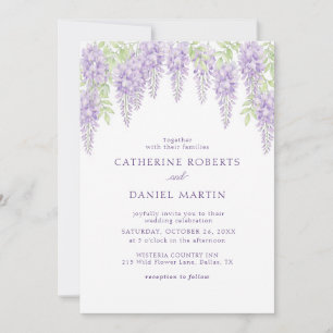 Convite de Casamento com Design Floral Lavanda Wis
