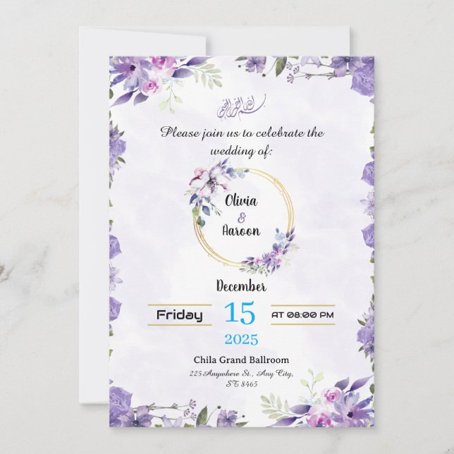 Convite de Casamento com Design Personalizado (Frente)