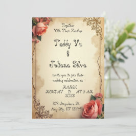 Convite de casamento com designs ornamentados