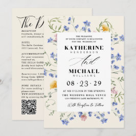 Convite de Casamento com Detalhes de Campo de Flor