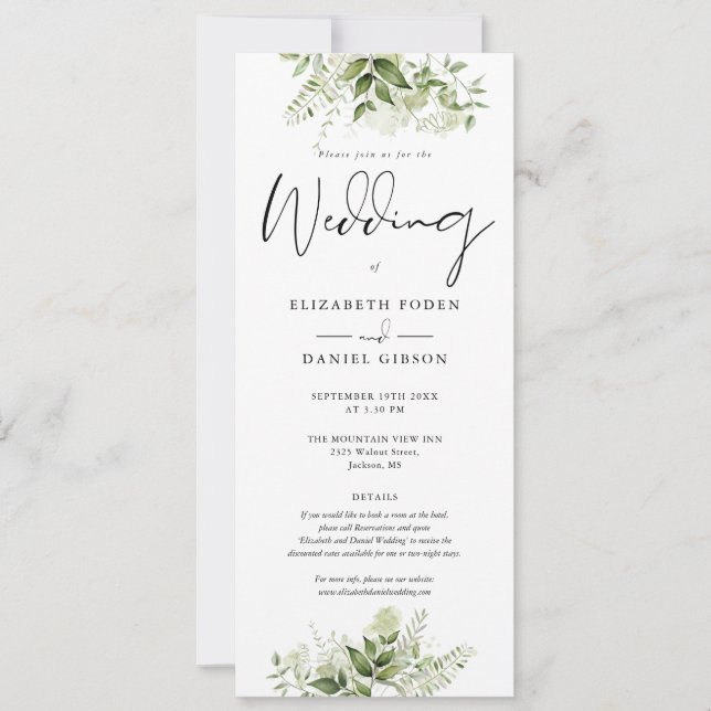 Convite de Casamento com Detalhes de Monograma Flo (Frente)