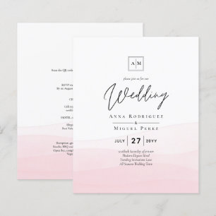 Convite de Casamento com Efeito Ombre Rosa Gelo