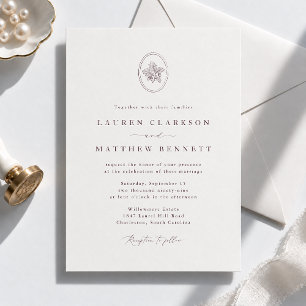 Convite de Casamento com Emblema de Carvalho Grava