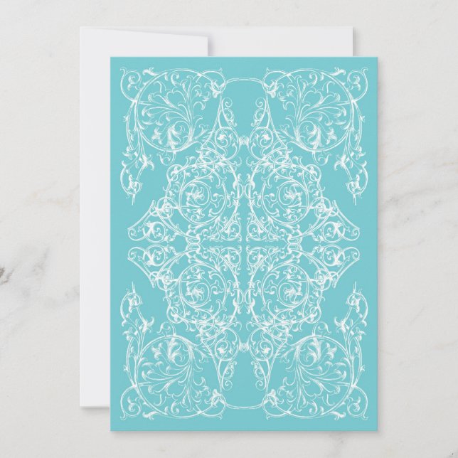 Convite de Casamento com Enfeite de Canto Azul) (Frente)