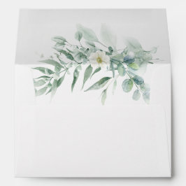Convite de Casamento com Envelope de Folhagem Verd