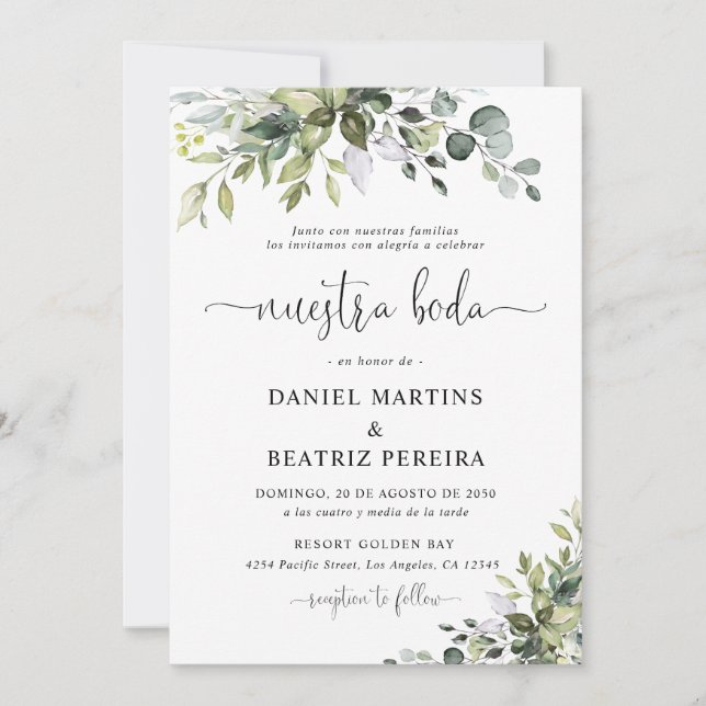 Convite de Casamento com Eucalipto (Frente)