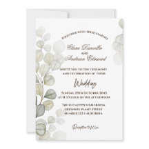 Convite de Casamento com Eucalipto Aquarela