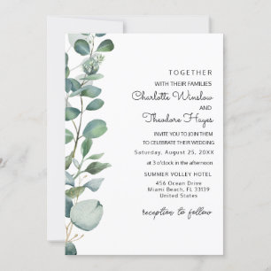 Convite de Casamento com Eucalipto e Vegetação de