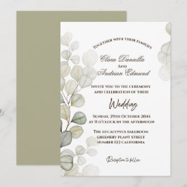 Convite de Casamento com Eucalipto em Aquarela