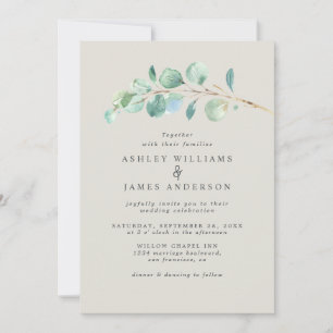 Convite de Casamento com Eucalipto em Aquarela
